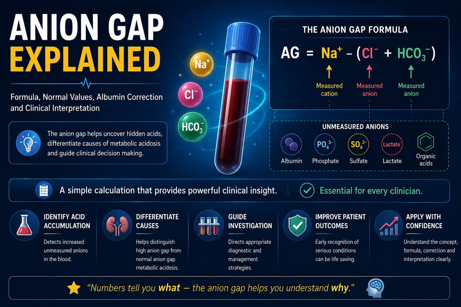 Anion Gap Explained: Formula, Normal Values, Albumin Correction and Clinical Interpretation