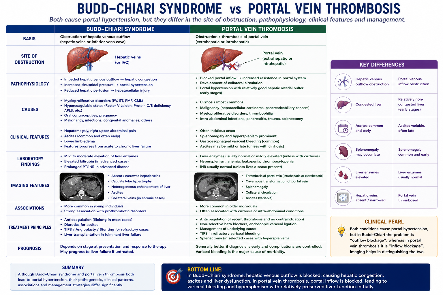 Comparison of Budd-Chiari syndrome hepatic venous outflow obstruction and portal vein thrombosis portal inflow obstruction