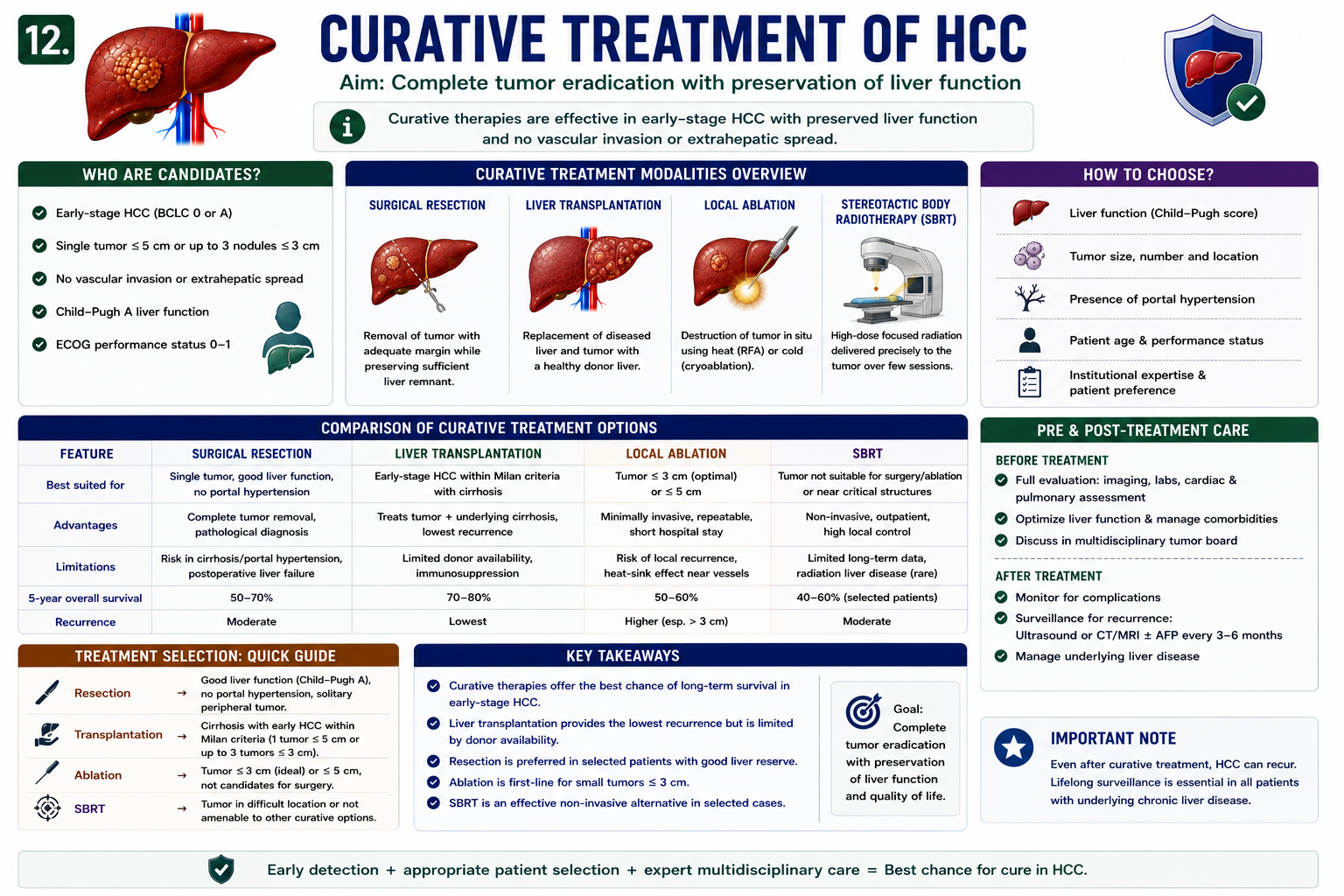 Curative treatment of HCC including resection ablation and liver transplantation