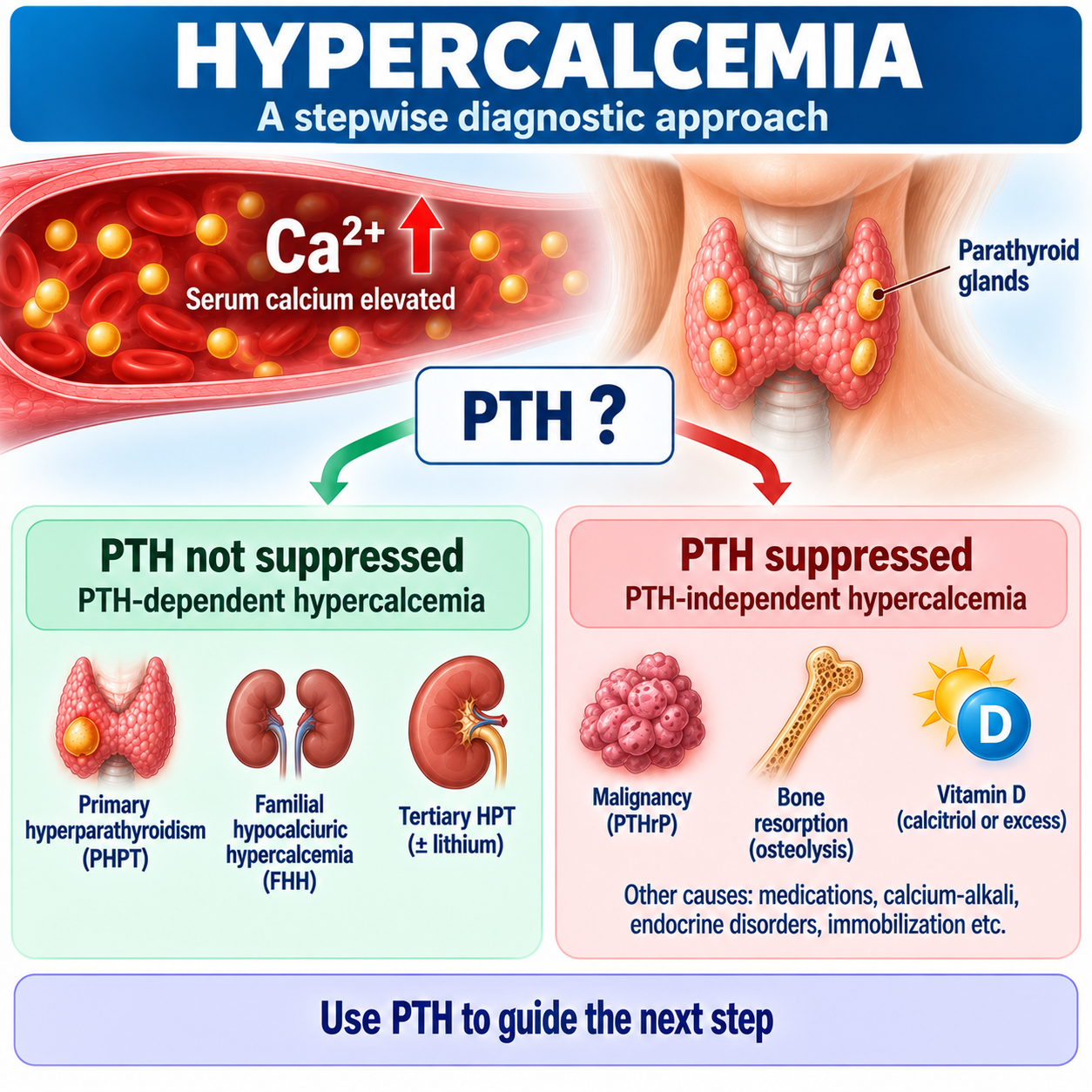Hypercalcemia Diagnostic Approach: PTH-Dependent vs PTH-Independent Causes