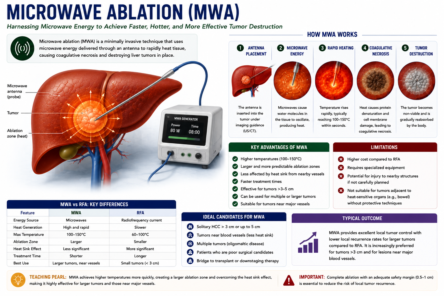Microwave ablation HCC showing microwave antenna microwave energy rapid heating and tumor destruction