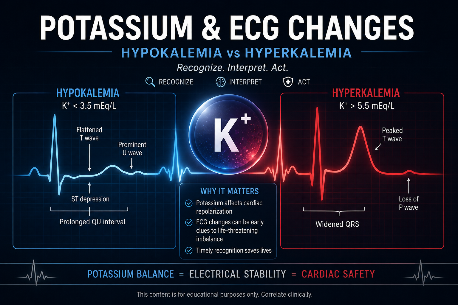 ECG Changes in Potassium Disorders: Hypokalemia and Hyperkalemia Explained