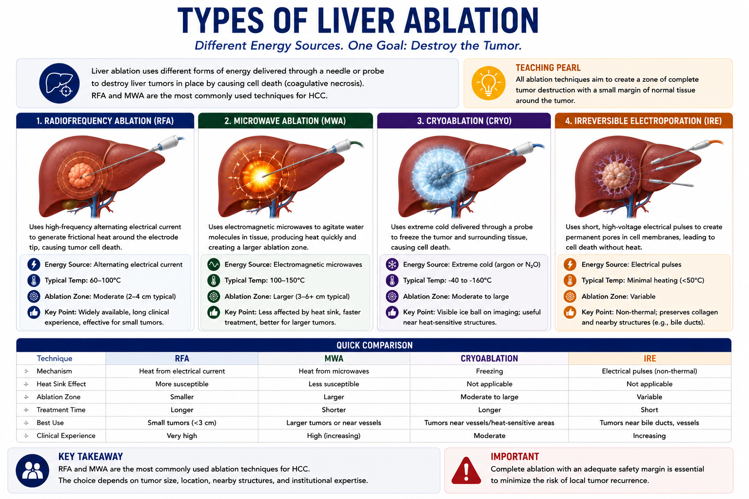 Types of liver ablation including radiofrequency microwave cryoablation and irreversible electroporation