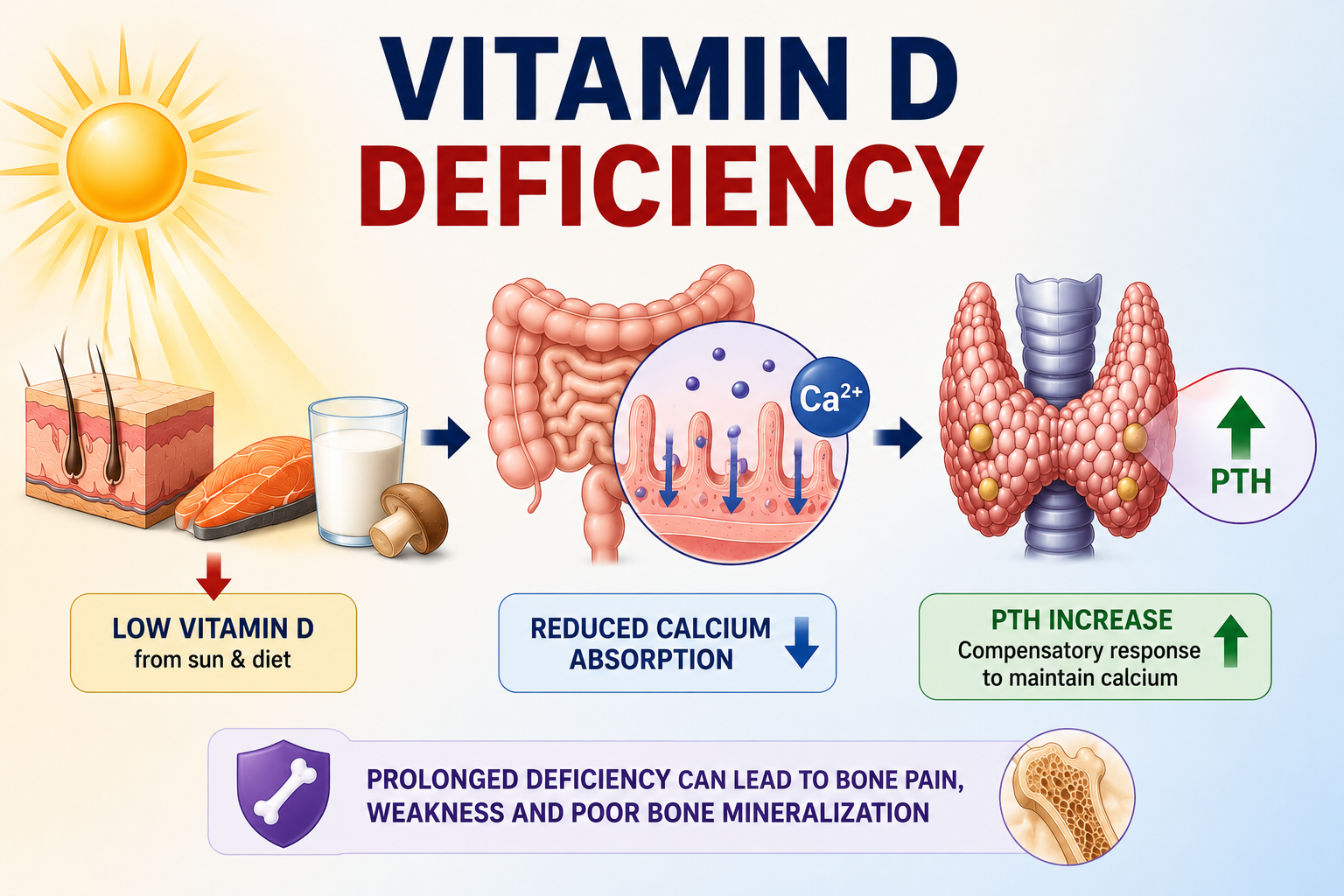 Vitamin D Deficiency Explained: Causes, Diagnosis, Secondary Hyperparathyroidism and Treatment