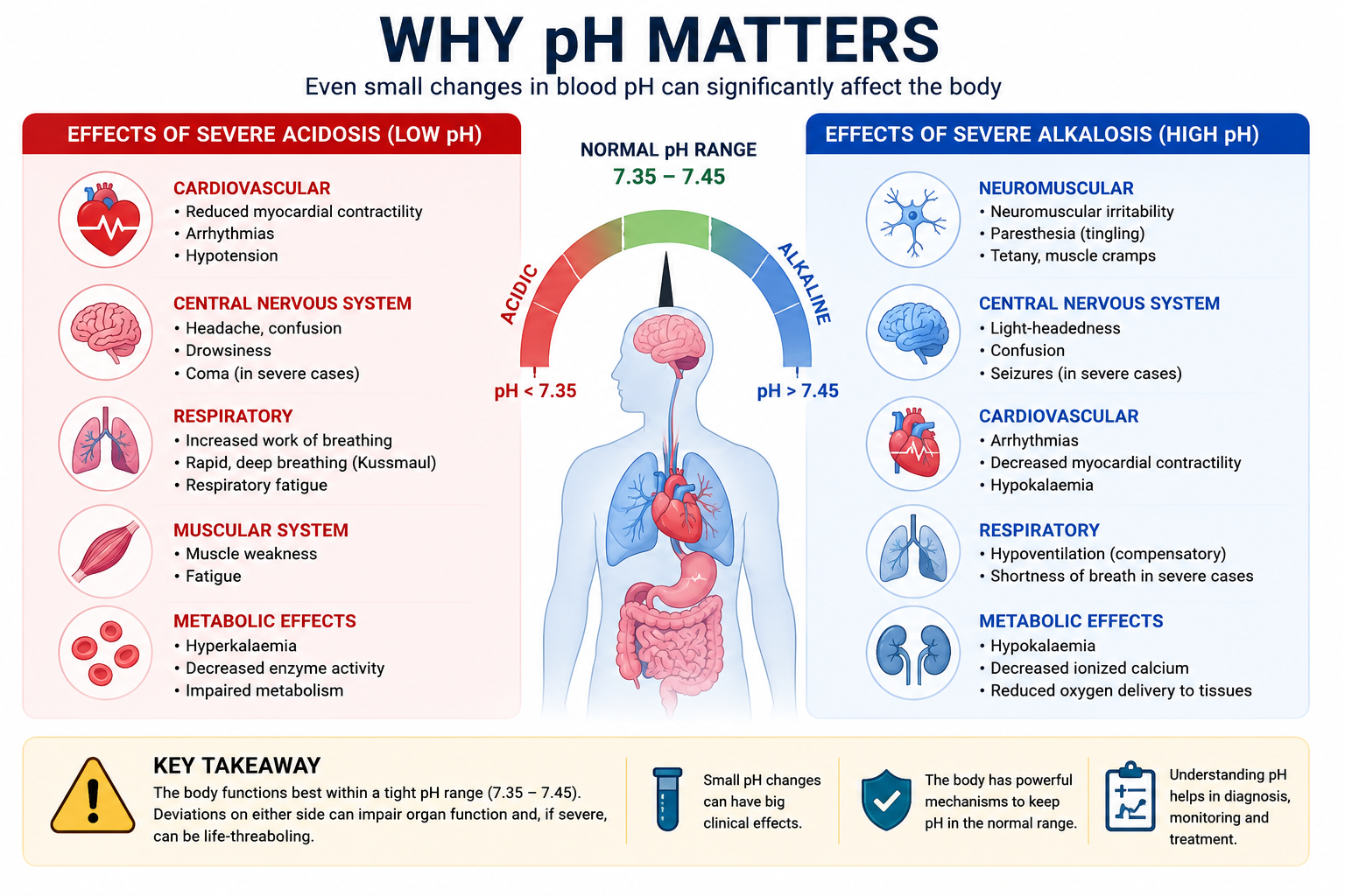Effects of severe acidosis and alkalosis on cardiac neurological and neuromuscular function